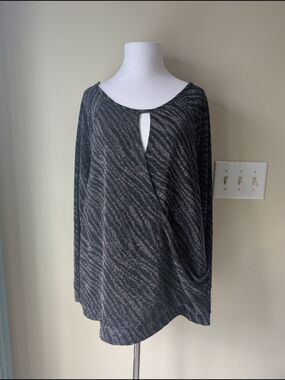 Jennifer Lopez Black Knit Zebra Print Sweater with Silver Threading